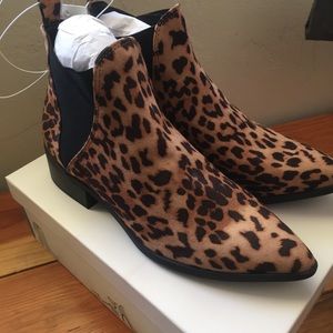 Leopard Print Ankle Boots Size 8